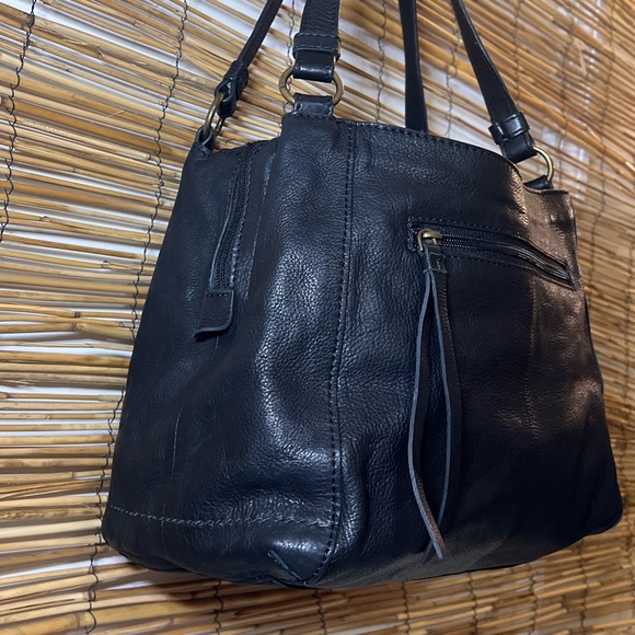 Born Black Leather Shoulder Bag with Ring Detail - Picture 3 of 8
